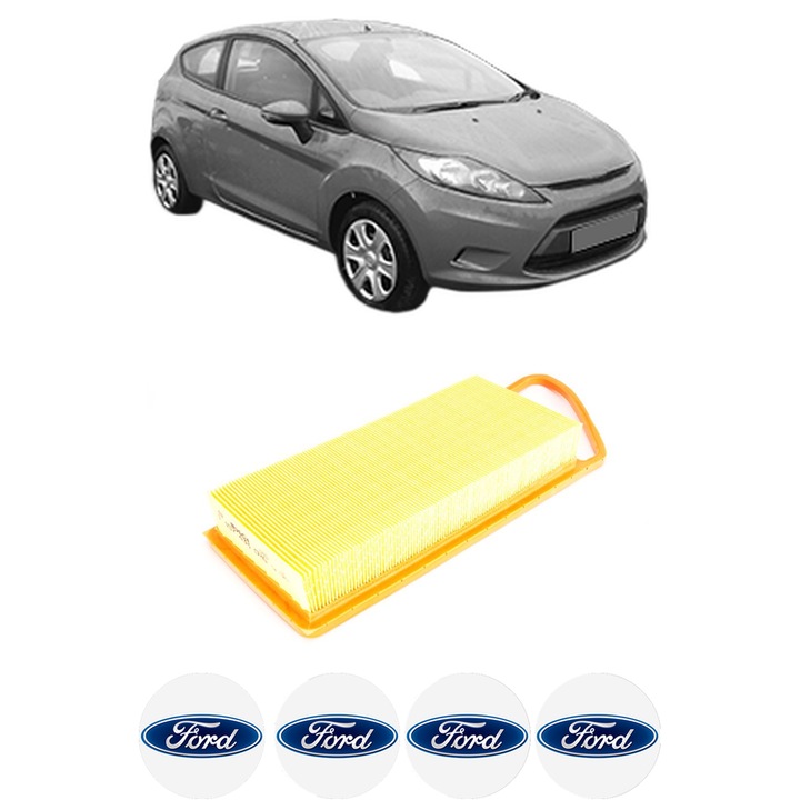 Filtru aer FORD FIESTA VI (CB1, CCN) 1.4 TDCi din 2010-2012 KW 51 CP 70 CMC 1399, Bosh, Auto, 4x Stickere auto cu FORD