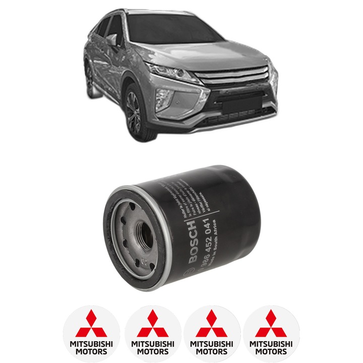 Filtru ulei MITSUBISHI ECLIPSE CROSS (GK_, GL_) 2.2 DiD 4WD (GK9W) din 2019 KW 109 CP 148 CMC 2268, auto, Bosch, 4x Stickere auto cu MITSUBISHI