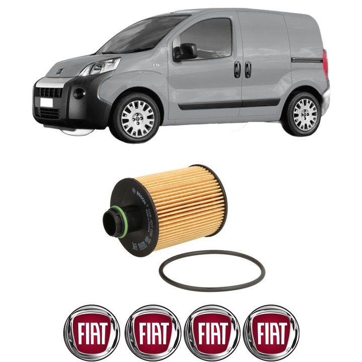 Filtru ulei FIAT FIORINO Box Body/MPV (225_) 1.3 D Multijet din 2015 KW 59 CP 80 CMC 1248, auto, Bosch, 4x Stickere auto cu FIAT