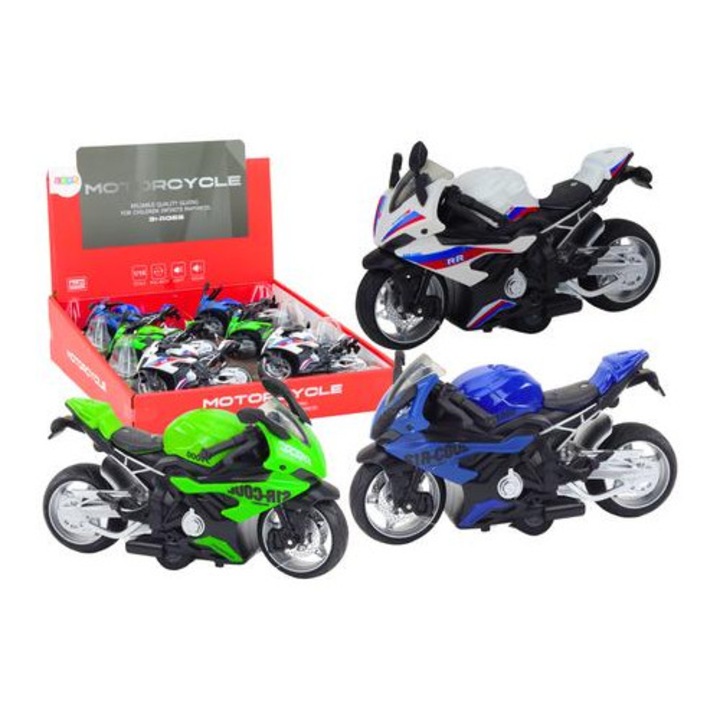 Leantoys Játékmotor, sport motor, lendkerekes, 16 cm, többszínű
