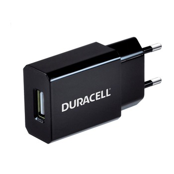 Duracell, Incarcator Universal pentru Calatorii cu un Singur Port USB, 2.1A, Negru Duracell, Incarcator Universal pentru Calatorii cu un Singur Port USB, 2.1A, Negru