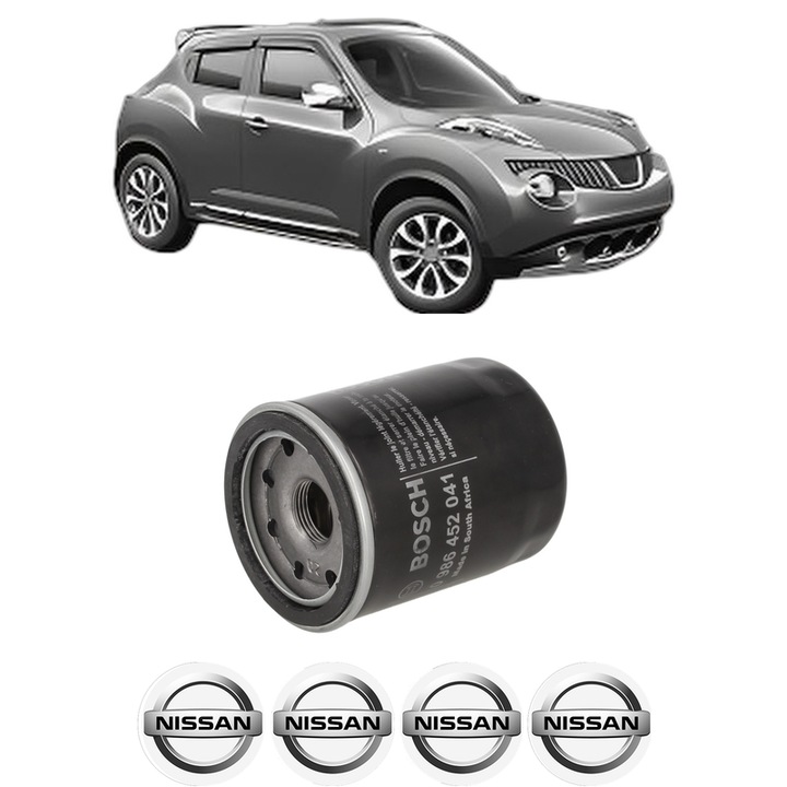 Filtru ulei NISSAN JUKE (F15) 1.6 DIG-T din 2010-2019 KW 140 CP 190 CMC 1618, auto, Bosch, 4x Stickere auto cu NISSAN