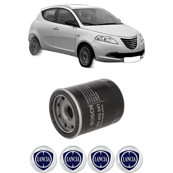 Filtru ulei LANCIA YPSILON (312_) 1.2 (312.PXA1A, 312.YXA1A) din 2011-2021 KW 51 CP 69 CMC 1242, auto, Bosch, 4x Stickere auto cu LANCIA