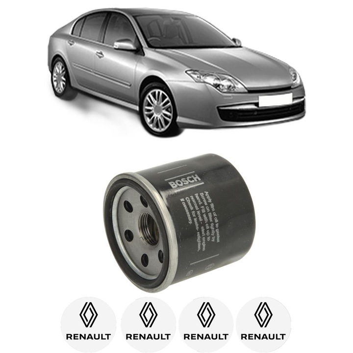 Filtru ulei RENAULT LAGUNA III (BT0/1) 3.5 V6 (BT0C, BT0P) din 2008-2015 KW 175 CP 238 CMC 3498, auto, Bosch, 4x Stickere auto cu RENAULT