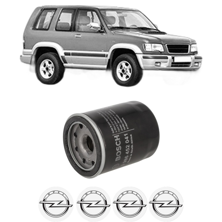 Filtru ulei OPEL MONTEREY B (M98) 3.5 V6 24V (UBS26D, UBS26G) din 1998-1999 KW 158 CP 215 CMC 3494, auto, Bosch, 4x Stickere auto cu OPEL