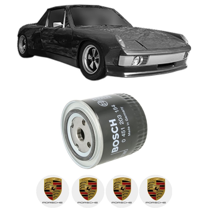 Filtru ulei PORSCHE 914 1.8 din 1973-1976 KW 63 CP 86 CMC 1795, auto, Bosch, 4x Stickere auto cu PORSCHE