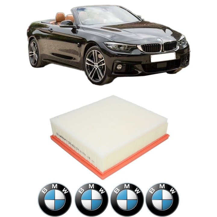 Filtru aer BMW Seria 4 Convertible (F33, F83) 428 i xDrive din 2014-2016 KW 180 CP 245 CMC 1997, Bosh, Auto, 4x Stickere auto cu BMW