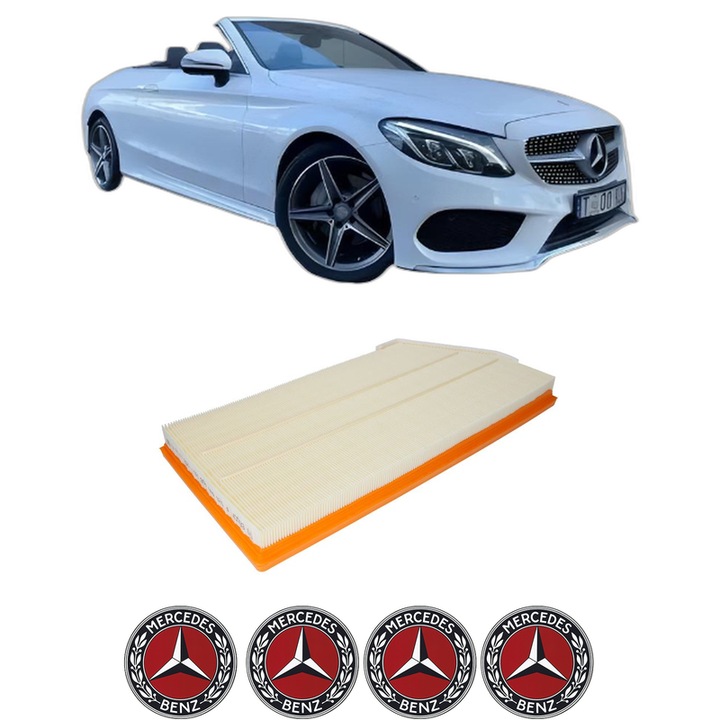 Filtru aer MERCEDES-BENZ C-CLASS Convertible (A205) C 220 d (205.404) din 2016-2018 KW 120 CP 163 CMC 2143, Auto, Bosch, 4x Stickere auto cu MERCEDES-BENZ