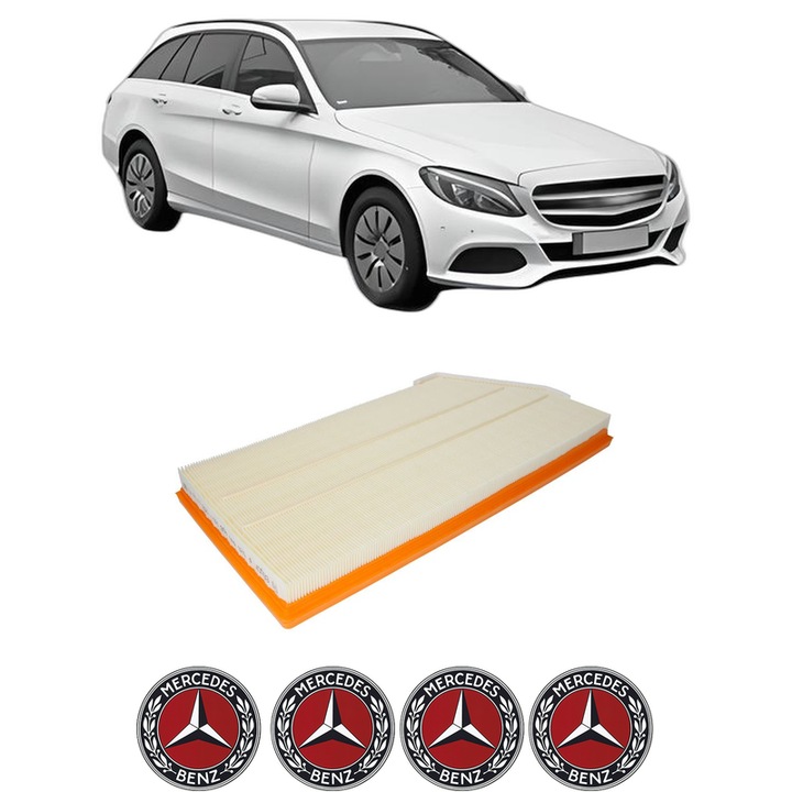 Filtru aer MERCEDES-BENZ C-CLASS T-Model (S205) C 180 d (205.200) din 2018-2021 KW 90 CP 122 CMC 1597, Auto, Bosch, 4x Stickere auto cu MERCEDES-BENZ