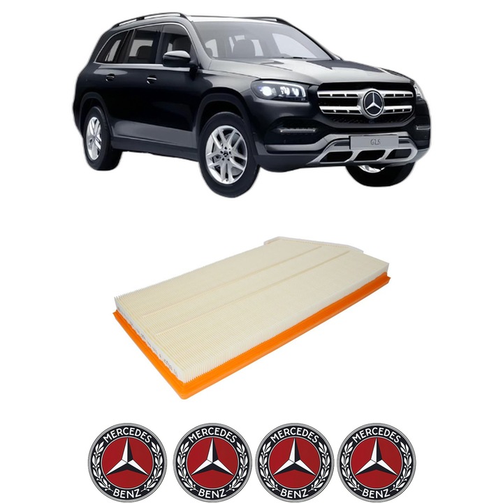 Filtru aer MERCEDES-BENZ GLS (X167) 450 EQ Boost 4-matic (167.959) din 2019 KW 270 CP 367 CMC 2999, Auto, Bosch, 4x Stickere auto cu MERCEDES-BENZ