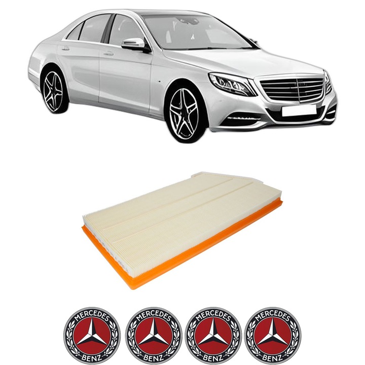 Filtru aer MERCEDES-BENZ S-CLASS (W222, V222, X222) S 560 Maybach 4-matic (222.986) din 2017-2020 KW 345 CP 469 CMC 3982, Auto, Bosch, 4x Stickere auto cu MERCEDES-BENZ