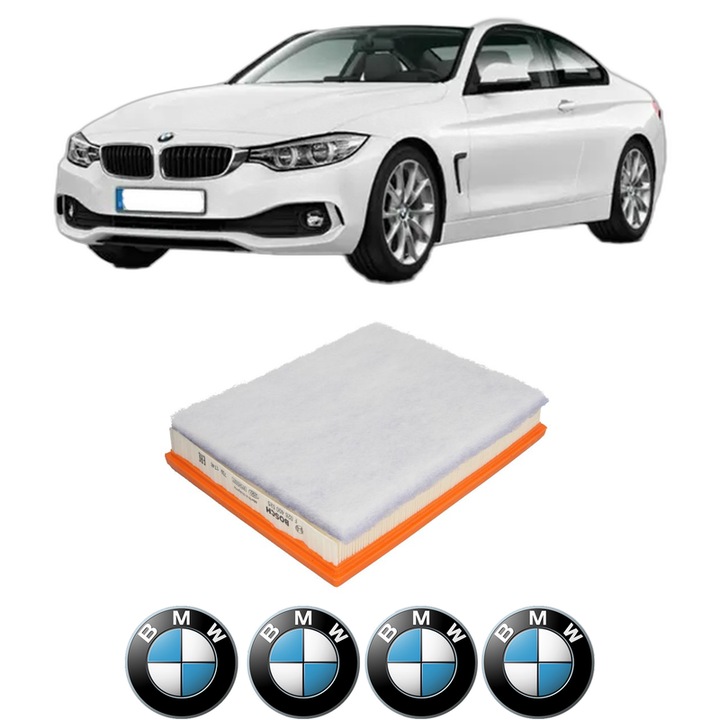 Filtru aer BMW Seria 4 Coupe (F32, F82) 435 i xDrive din 2013-2016 KW 250 CP 340 CMC 2979, Bosh, Auto, 4x Stickere auto cu BMW