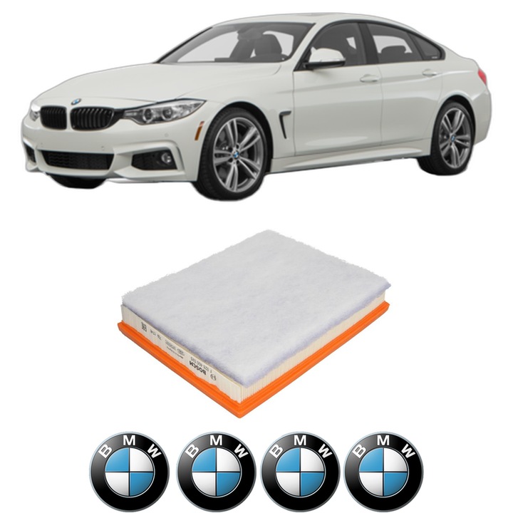 Filtru aer BMW Seria 3 Gran Turismo (F34) 335 i xDrive din 2014-2016 KW 250 CP 340 CMC 2979, Auto, Bosch, 4x Stickere auto cu BMW