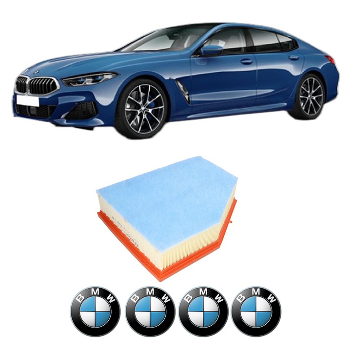 Filtru aer BMW Seria 8 Coupe (G15, F92) 840 d xDrive din 2018-2020 KW 235 CP 320 CMC 2993, Bosh, Auto, 4x Stickere auto cu BMW