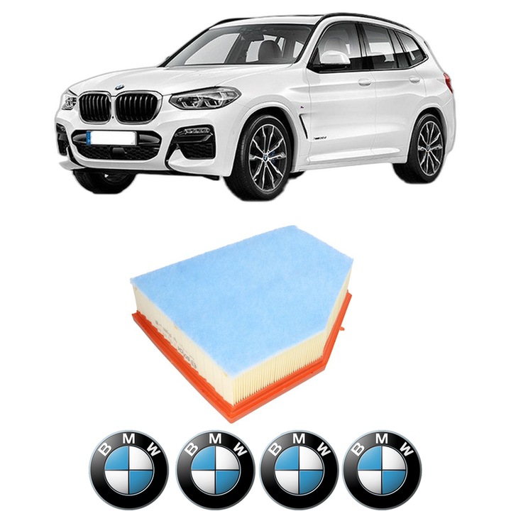 Filtru aer BMW Seria X3 (G01, F97, G08) sDrive 18 d Mild-Hybrid din 2020 KW 100 CP 136 CMC 1995, Auto, Bosch, 4x Stickere auto cu BMW