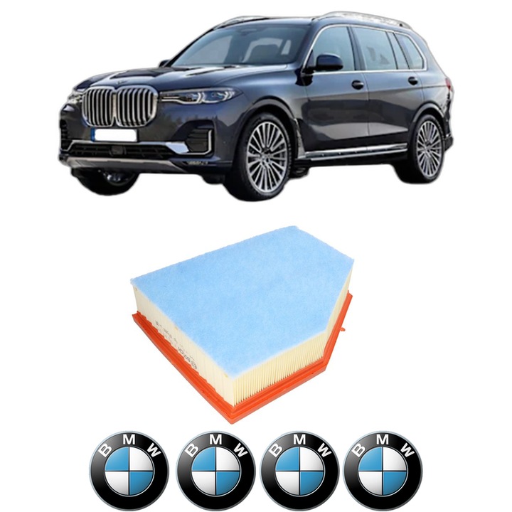 Filtru aer BMW Seria X7 (G07) xDrive 30 d din 2019-2020 KW 155 CP 211 CMC 2993, Auto, Bosch, 4x Stickere auto cu BMW