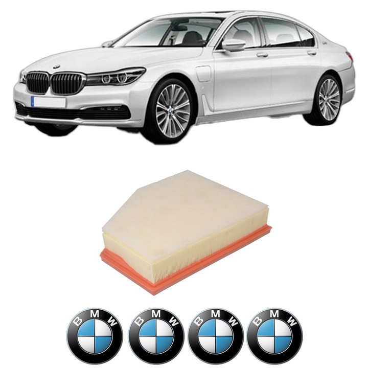 Filtru aer BMW Seria 7 (G11, G12) 740 i, Li din 2015-2019 KW 240 CP 326 CMC 2998, Auto, Bosch, 4x Stickere auto cu BMW