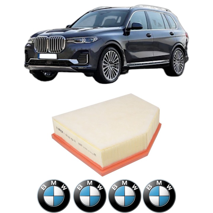 Filtru aer BMW Seria X7 (G07) xDrive 40 d Mild-Hybrid din 2020 KW 250 CP 340 CMC 2993, Auto, Bosch, 4x Stickere auto cu BMW