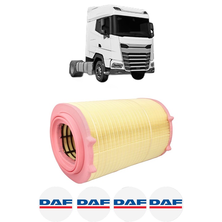 Filtru aer DAF XG FTT 430 din 2021 KW 315 CP 428 CMC 12903, Bosh, Auto, 4x Stickere auto cu DAF