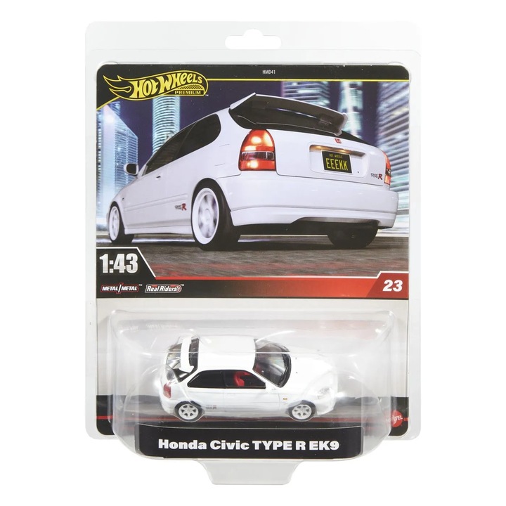 Hot Wheels Premium Real Riders fém kisautó Honda Civic Type R EK9 1:43 méretarányű