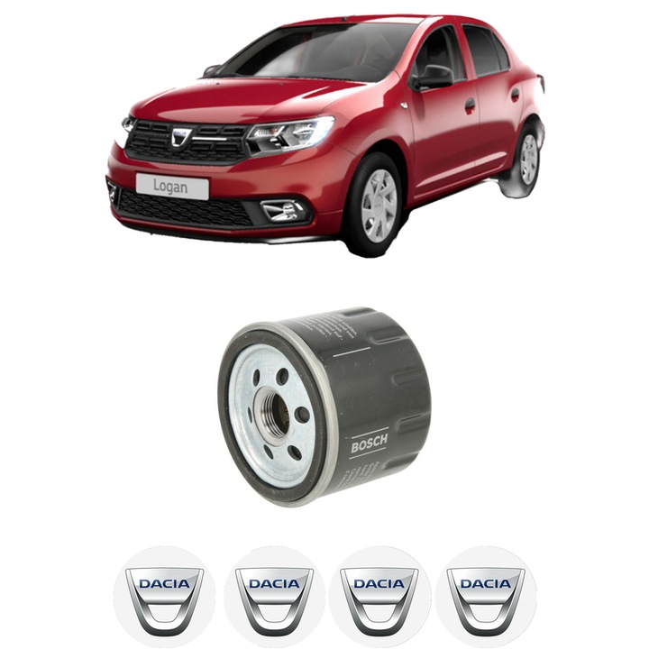 Filtru ulei DACIA LOGAN II 1.0 SCe 75 din 2017 KW 54 CP 73 CMC 998, auto, Bosch, 4x Stickere auto cu DACIA