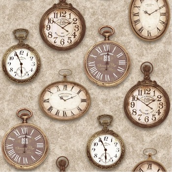 Tapet cu imagini ceasuri, maro, lavabil, vinil, rezistent la apa, pentru bai si bucatarii, Time 24418 Tapet cu imagini ceasuri, maro, lavabil, vinil, rezistent la apa, pentru bai si bucatarii, Time 24418