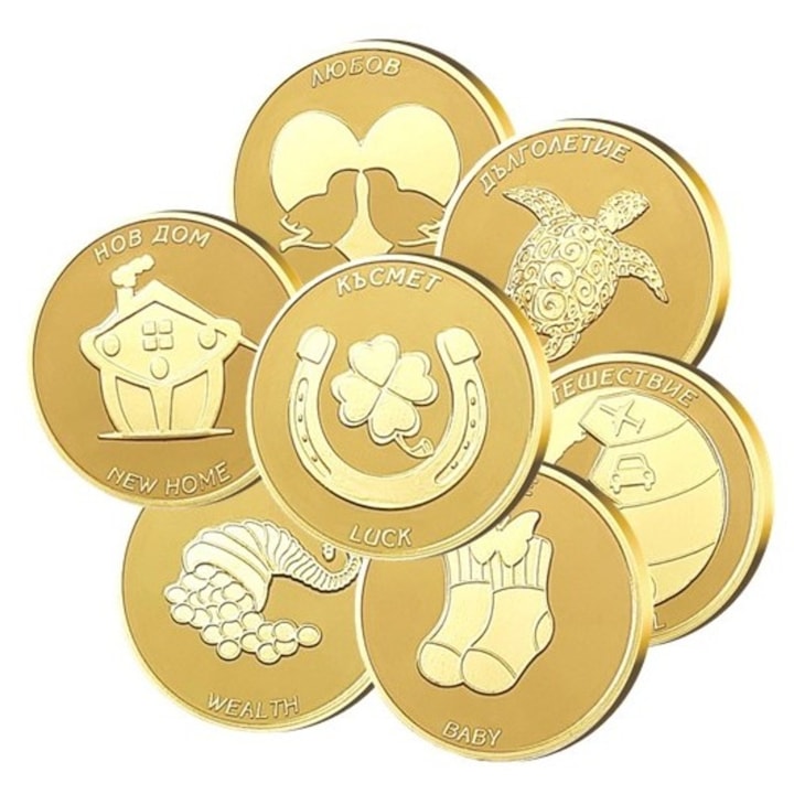 Колекция медали „Жълтички за късмет “ 7бр, с масивно златно покритие