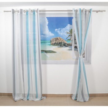 Perdea cu inele tip capsa, 140x245 cm, cu dungi verticale, model F5436-09, 1 bucata Perdea cu inele tip capsa, 140x245 cm, cu dungi verticale, model F5436-09, 1 bucata