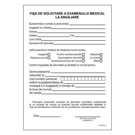 Fisa De Solicitare A Examenului Medical Emag Ro