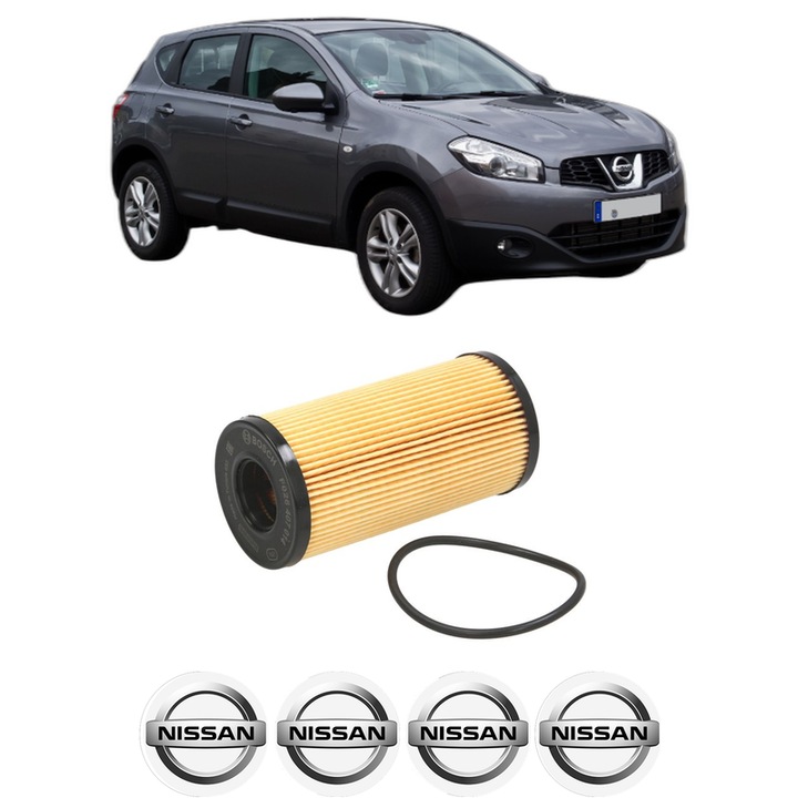 Filtru ulei NISSAN QASHQAI I VAN (J10) 2.0 dCi All-wheel Drive din 2013-2014 KW 110 CP 150 CMC 1995, auto, Bosch, 4x Stickere auto cu NISSAN