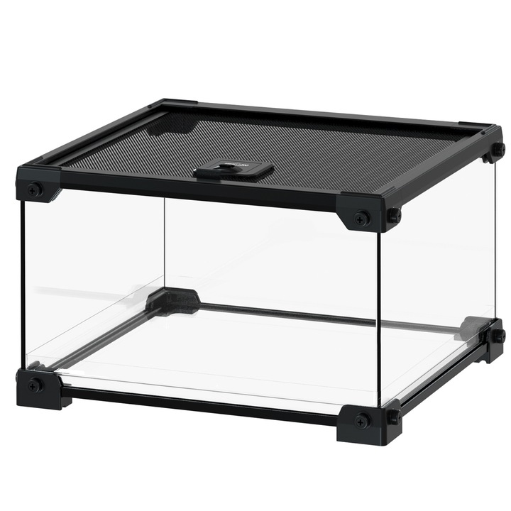 Terariu din sticla Repti-Zoo NAK04B, 31x31x20cm, cu plasa, impermeabil, cu fereastra de hranire