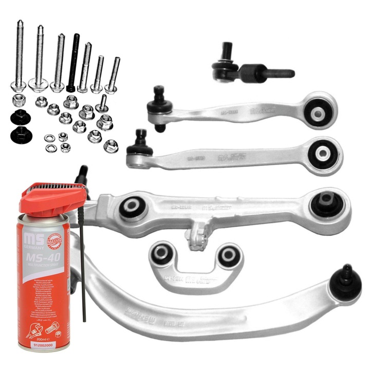 Master-Sport felfüggesztés lengőkar készlet, 6,18kg, Audi A4 B6-hoz, első, többfunkciós olajjal