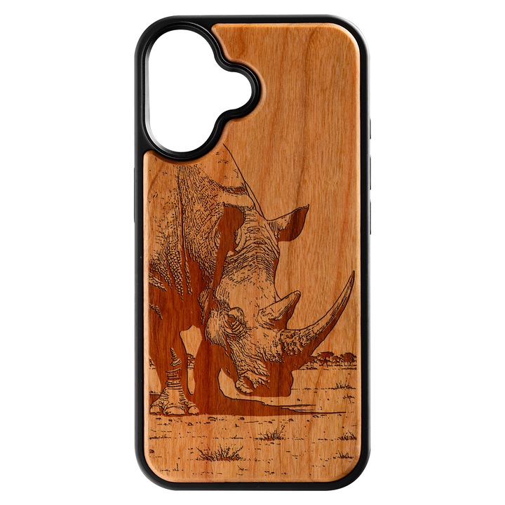 Калъф Emissio Cerus съвместим с iPhone 16, естествено гравирано дърво MagSafe