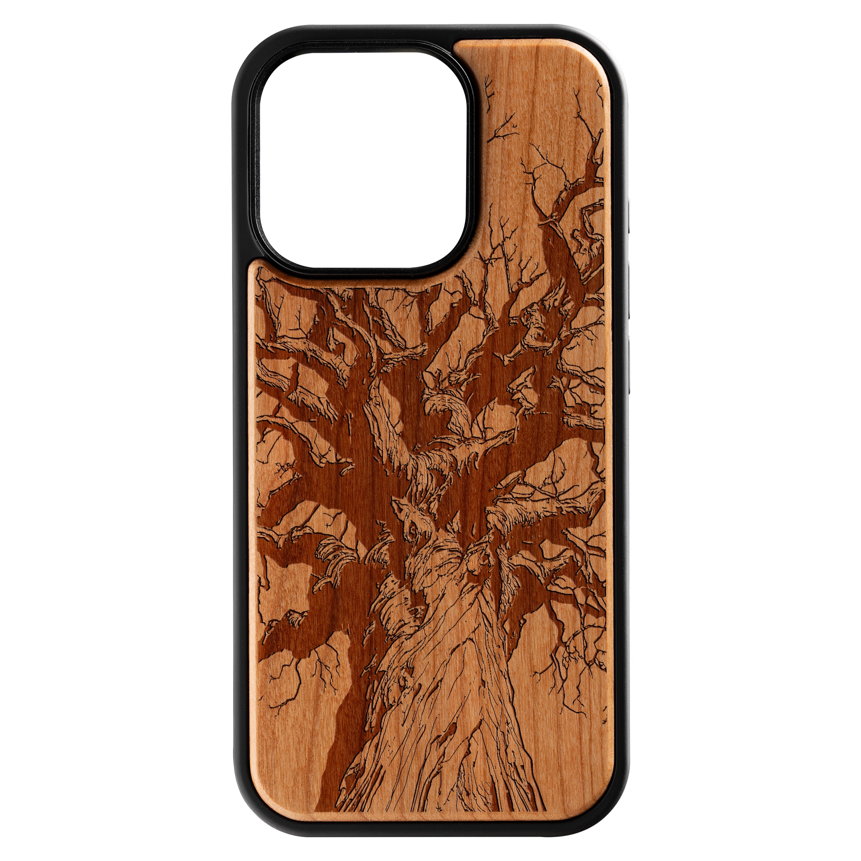 Husa Emissio Branches compatibila iPhone 16 Pro lemn natural gravat MagSafe