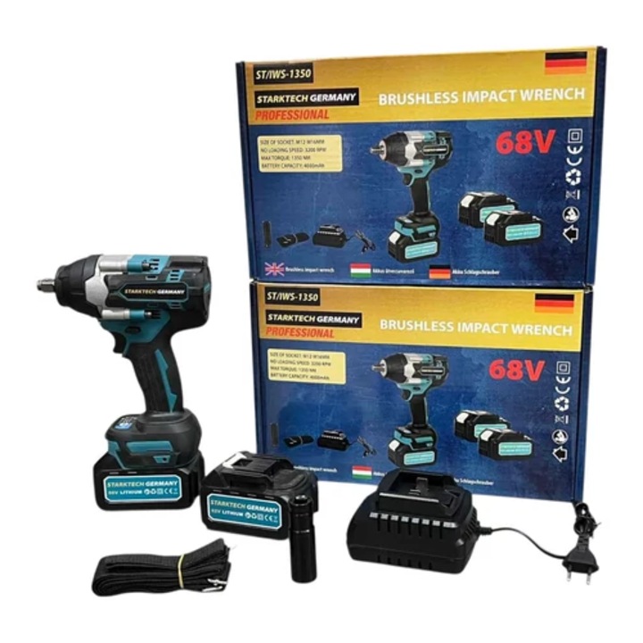 Starktech ST-IWS-1350 Akkus Ütvecsavarozó, 1350 Nm, 2x 4Ah Akkuval