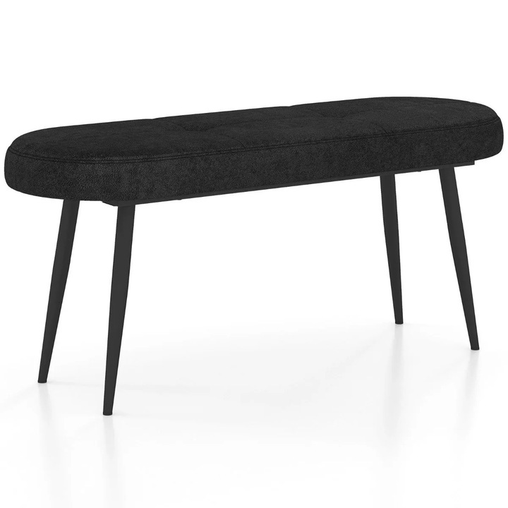 Тапицирана пейка B2X с метални крака, черна, 113x40x48см