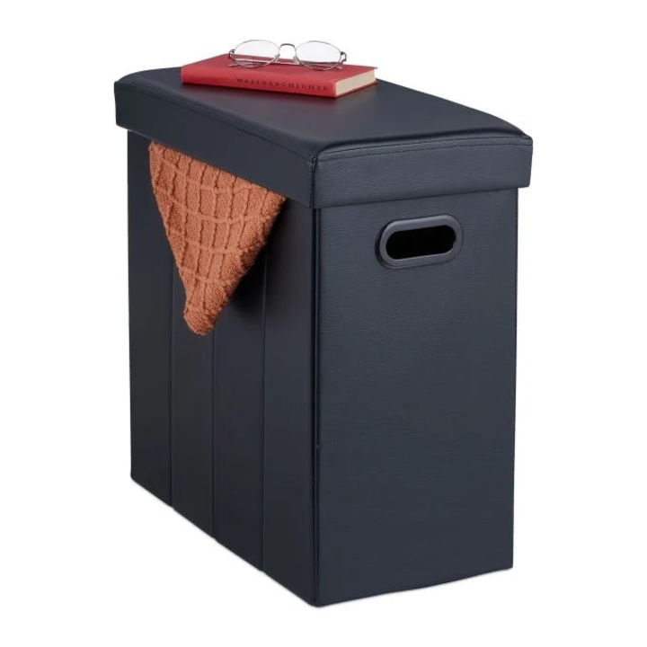 Странична табуретка, Northix, изкуствена кожа, черна, 40x40x40см