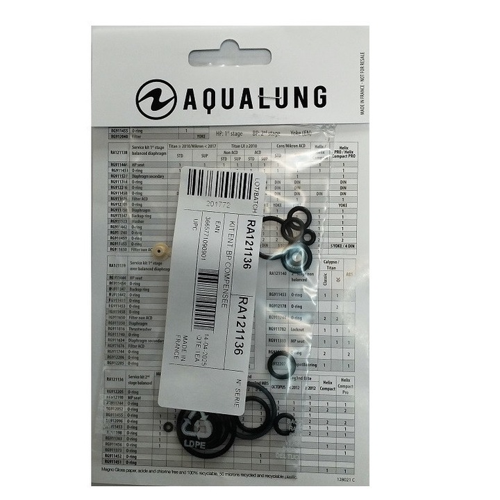 Kit pentru service regulatoare Aqualung, treapta II, modelele MIKRON / LEGEND / LEGEND LX / TITAN LX / CORE / GLACIA / HELIX