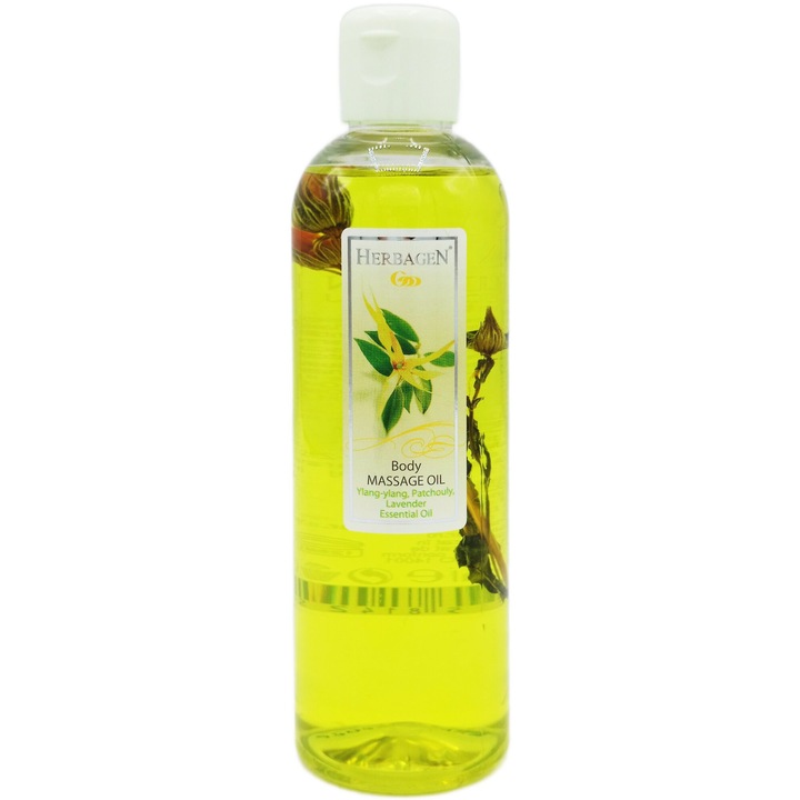 Ulei de masaj cu Ylang-ylang, Patchouli si Lavanda, efect antistres, regenerant si catifelant, 250ml, Genmar Cosmetics