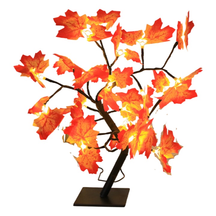 Lampa decorativa LED cu 24 de lumini, Design "Frunza de artar", lampa de birou neagra, lumina ambientala si de noapte, stil creativ, ideala pentru decor interior