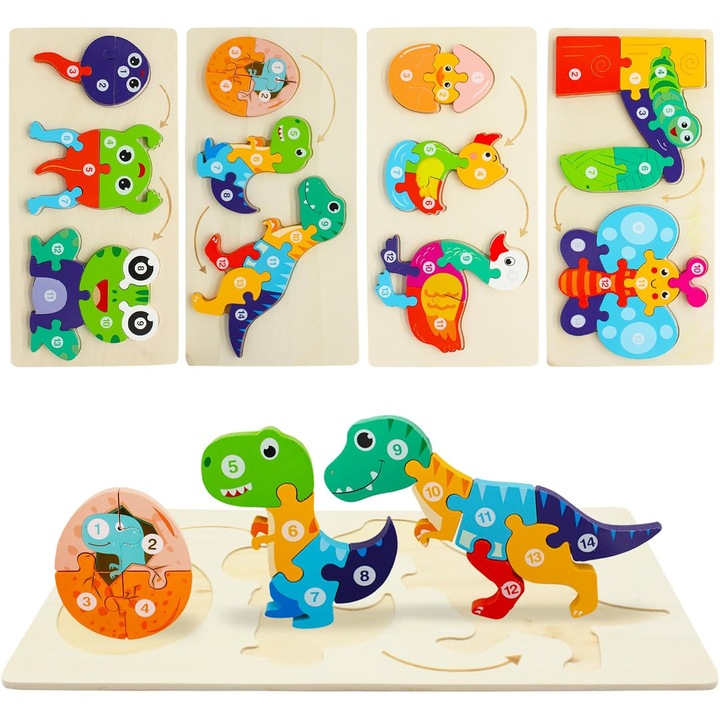 Montessori oktató fajáték több tevékenységgel, „Megtanulom a számokat, színeket, formákat”, motoros készségek fejlesztése, többszínű