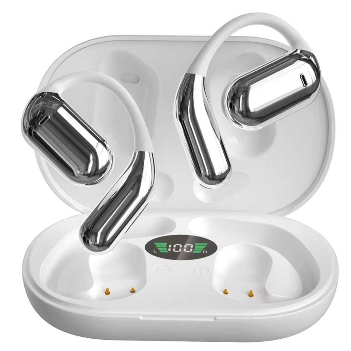 Casti Wireless Lumaudio Airo, HD hangzás, 14.2 mm-es hangszórók, fehér