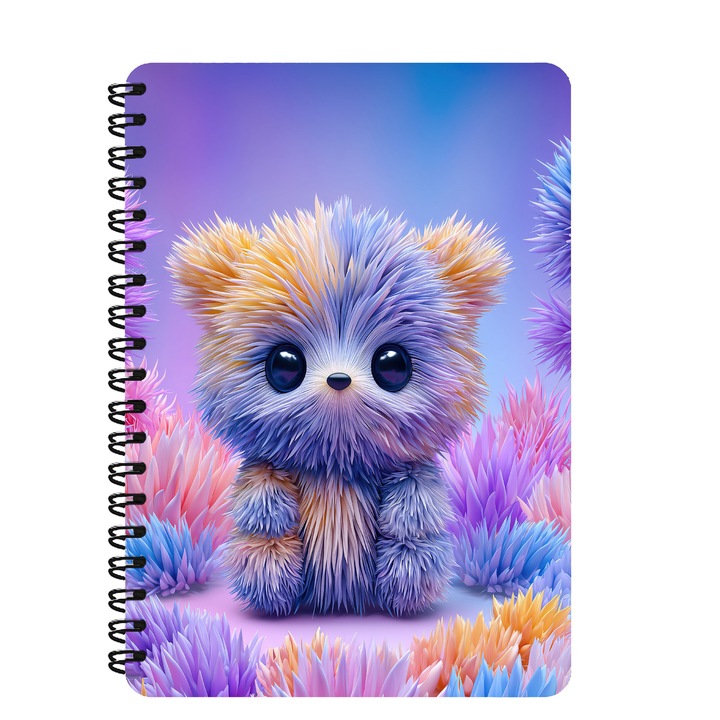 Agenda A5, Ursulet, Abstract, Coperta Mdf, Spira Metalica, 130 Pagini