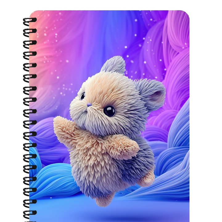 Agenda A5, Iepuras, Abstract, Coperta Mdf, Spira Metalica, 130 Pagini