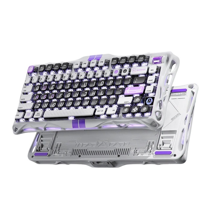Tastatura Mecanica GravaStar Mercury V75, Gaming, ANSI US, USB-C cu fir, Switch Magnetic, Mecha Gray