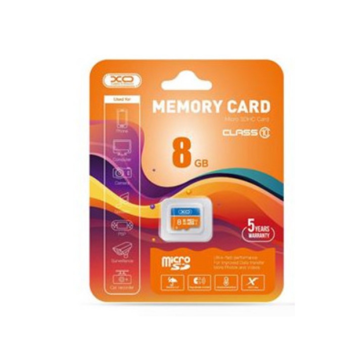 Card de memorie XO microSDHC, clasa 10, Multicolor, 8 GB