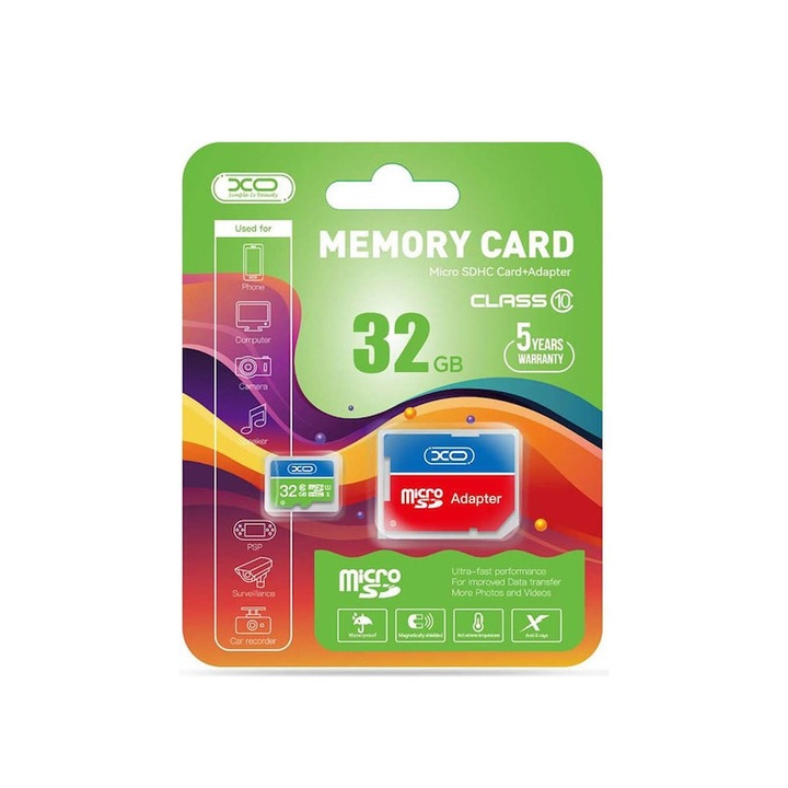 Card Memorie microSDHC XO, 32Gb, Clasa 10 / UHS-1 U1, Cu Adaptor
