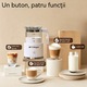 Spumator lapte electric 4 in 1, cana detasabila din sticla, 500 ml, spuma calda si rece, automat, pentru cappuccino, latte si cafea rece, usor de curatat