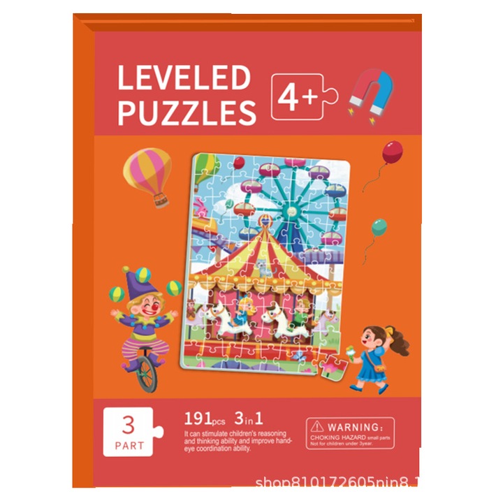 Магнитен пъзел за деца, образователна играчка - Магнитна дъска за деца от 3-6 години, може да се мие и поставя многократно, налична в теми с животни/транспорт