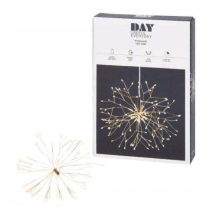 Decoratiune luminoasa LED foc de artificii Homi, 25 cm, 150 LED-uri, alimentat cu baterii, pentru interior-exterior